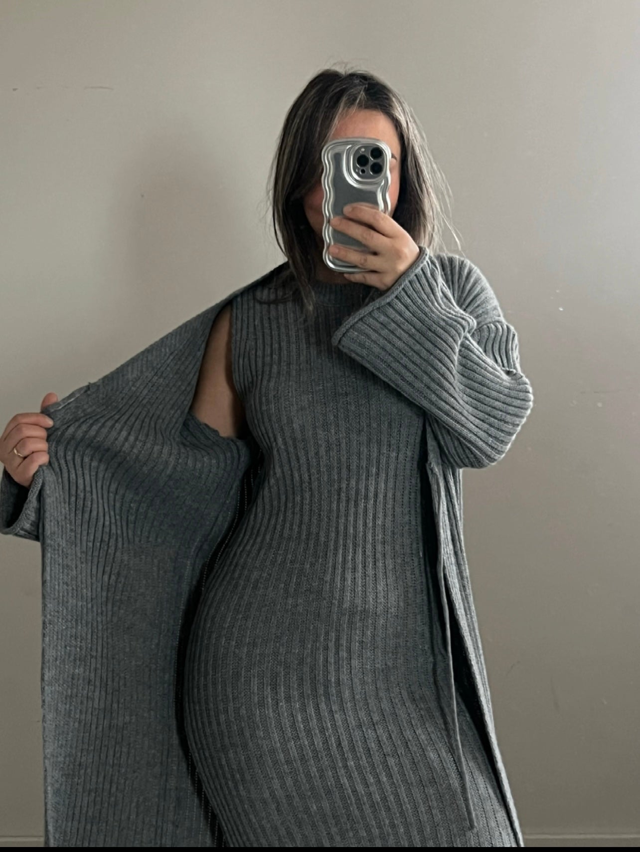 Knitted dress with vest