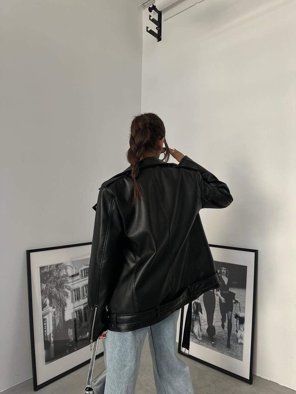 Oversized bikerjacket Leather look