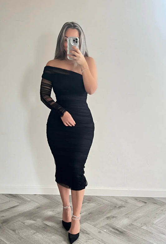 One shoulder dress Black