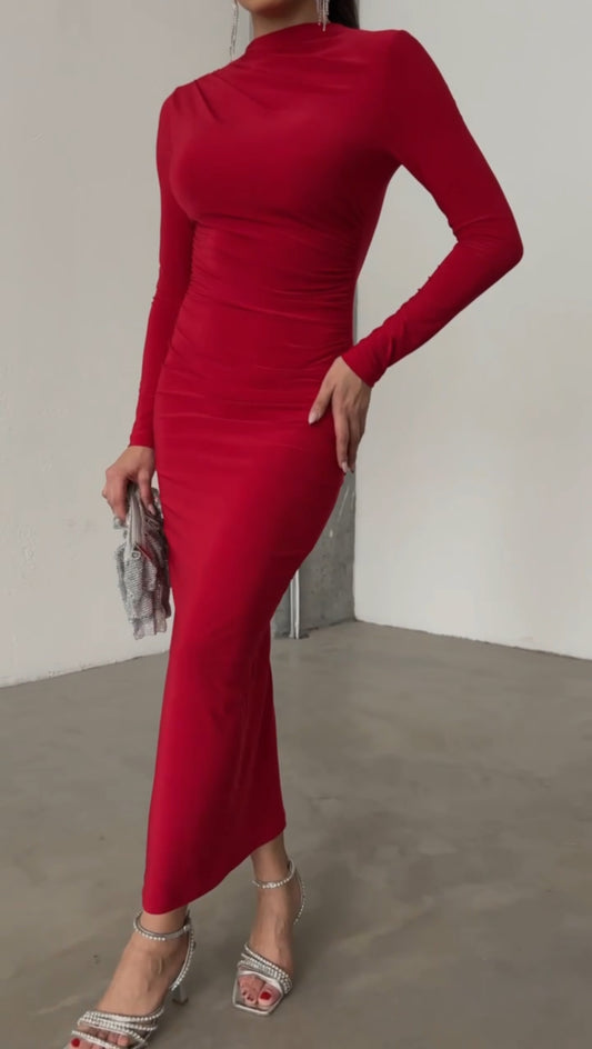 Drapped maxi dress Red