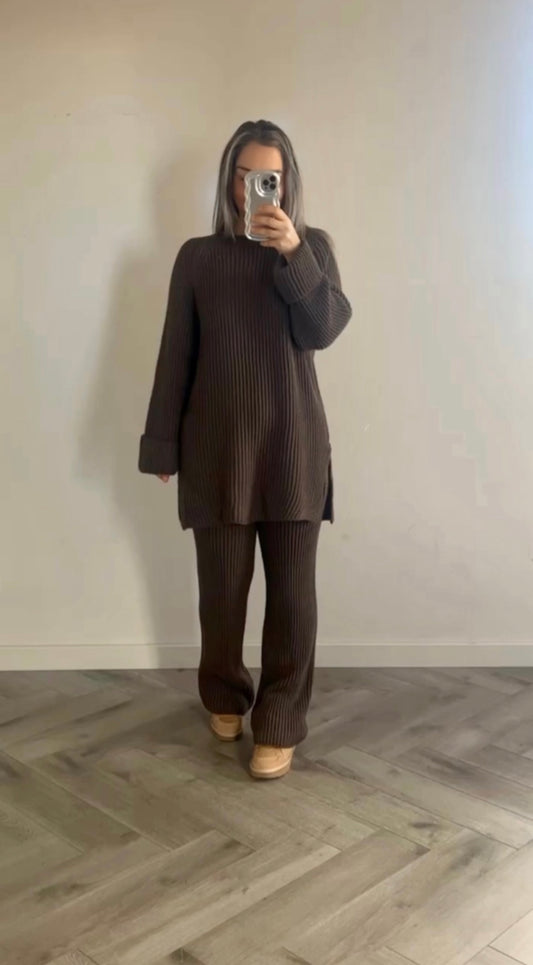 Knitted co-ord set Brown