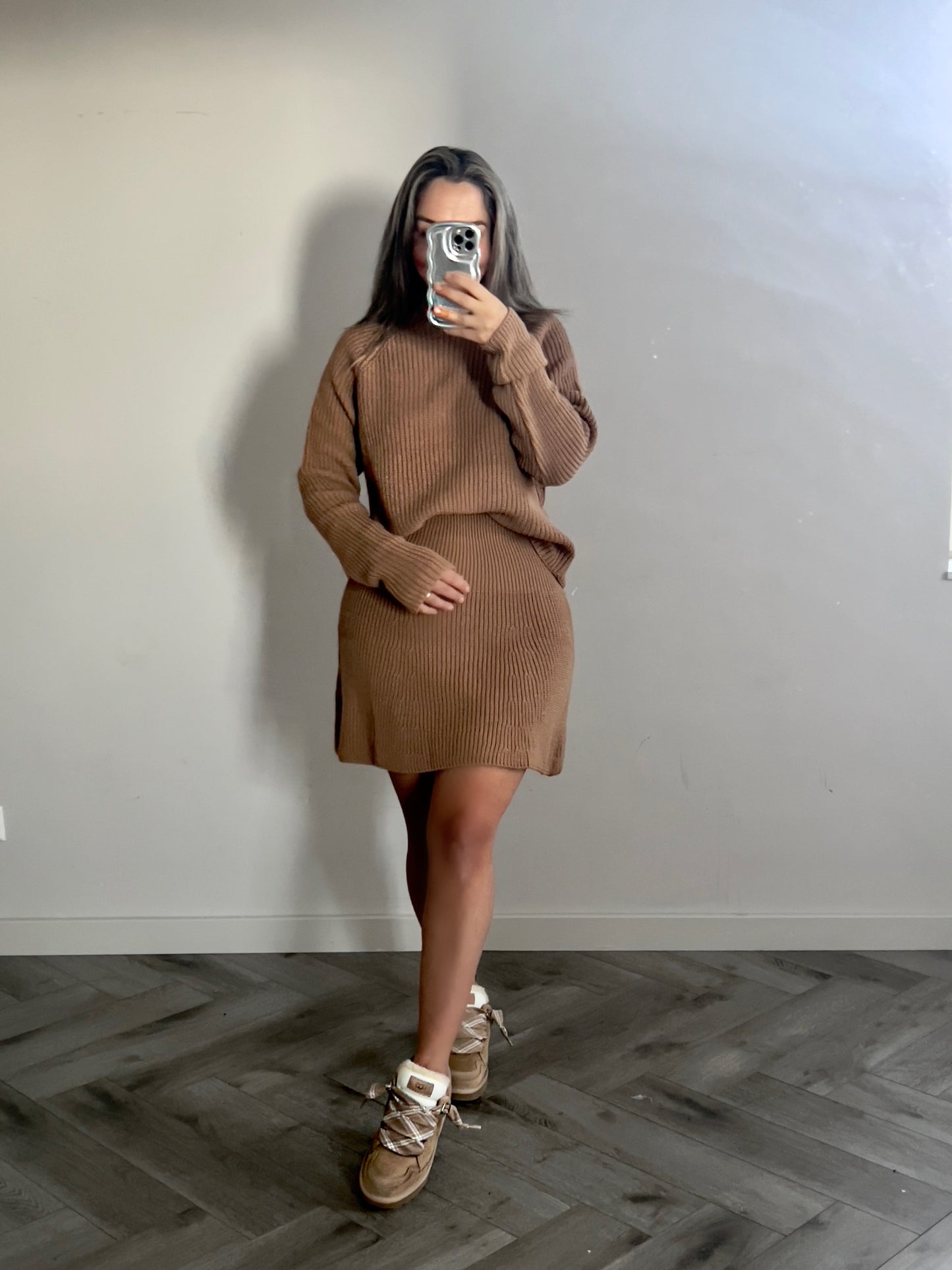 Knitted skirt co-ord Camel