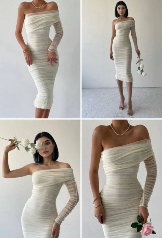 One shoulder dress Off-white