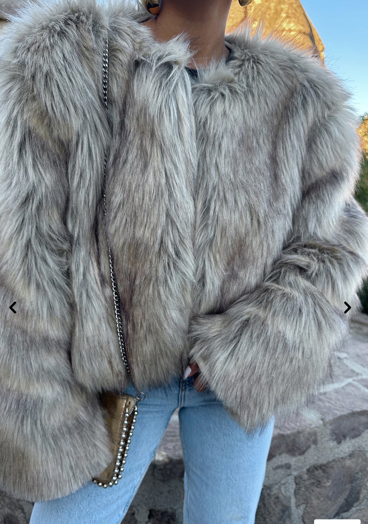 Short faux fur jacket Gray