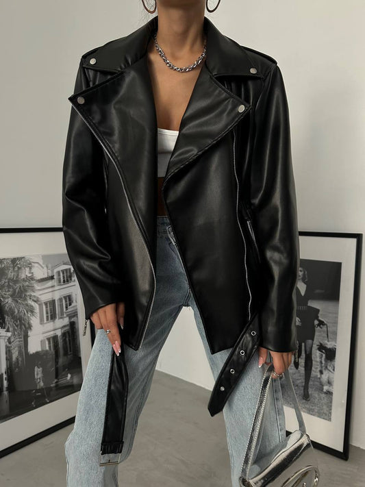 Oversized bikerjacket Leather look