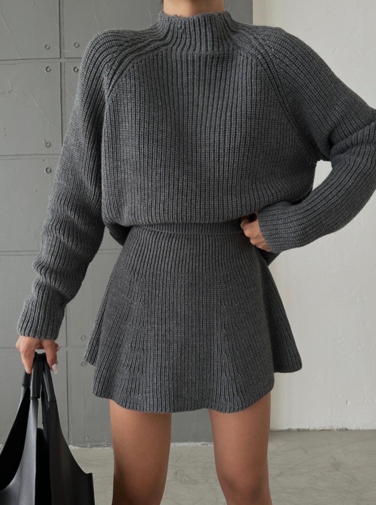 Knitted skirt co-ord Gray